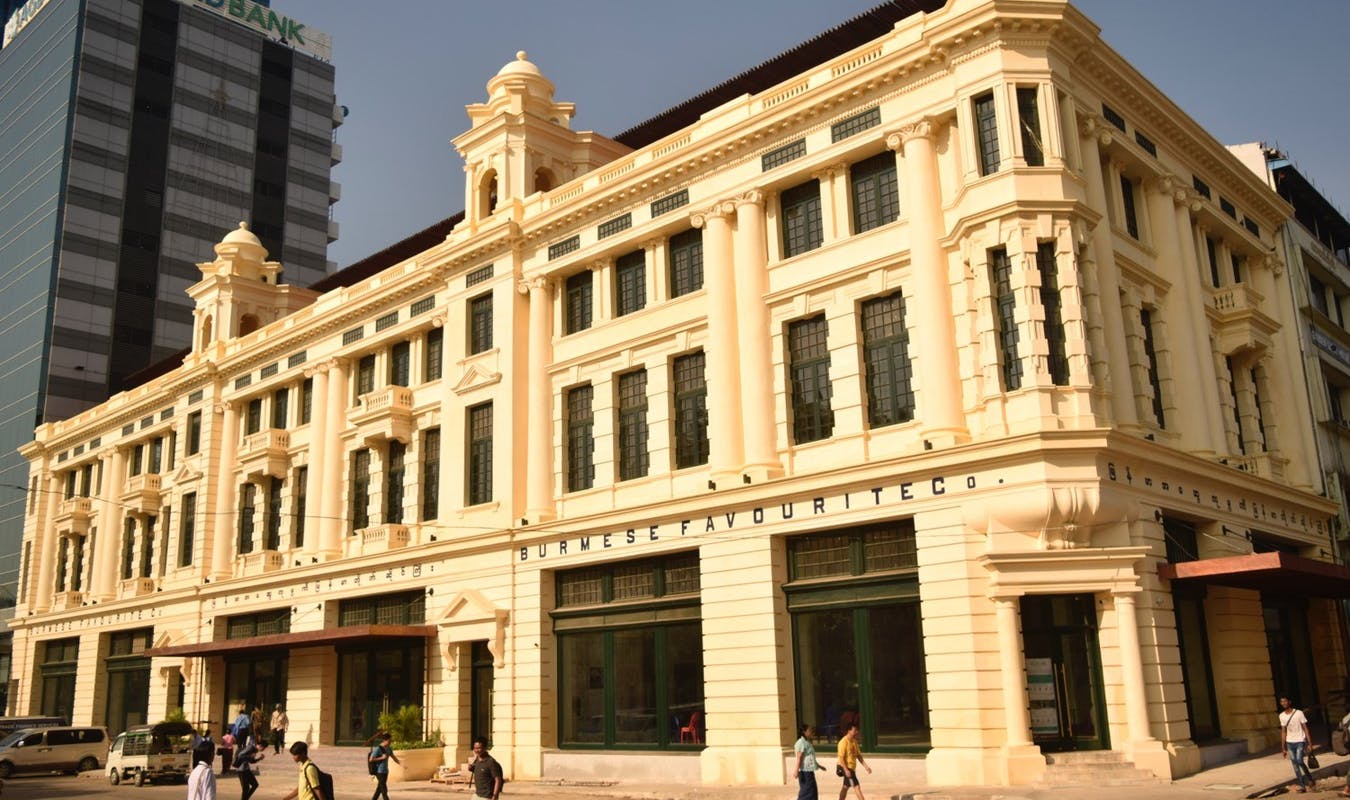 The Tourist Burma building in downtown Yangon is one of two new Covid testing centres. (Turquoise Mountain)