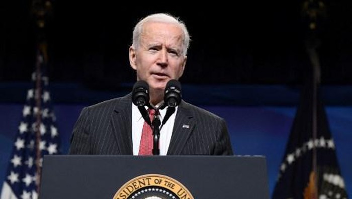 US President Joe Biden speaks about the situation in Myanmar in the South Court Auditorium of the Eisenhower Executive Office Building in Washington, DC, on February 10, 2021. (AFP)