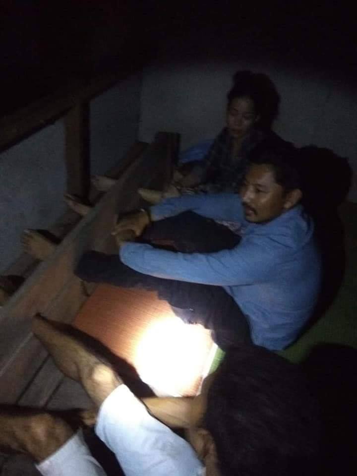 Myanmar actor Min Yar Zar (middle) and his wife Phu Ngone Pwint (top) in stocks after being detained by the Democratic Karen Benevolent Army.
