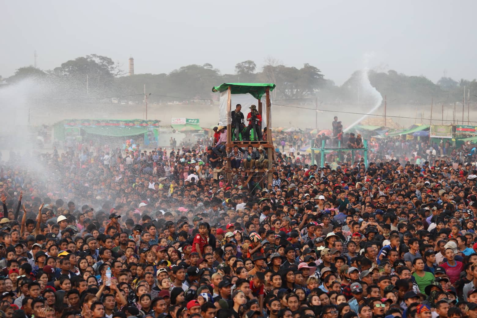 People gather for a music performance at the 'Chindwin Thingyan'—a Burmese New Year celebration in Sagaing region's Monywa in April, 2019. (Facebook / Chindwin Thingyan)