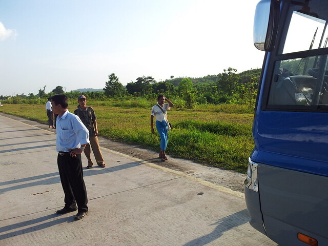 A stock photo of a bus on the Yangon-Mandalay highway. (Jon Evans / Flickr)