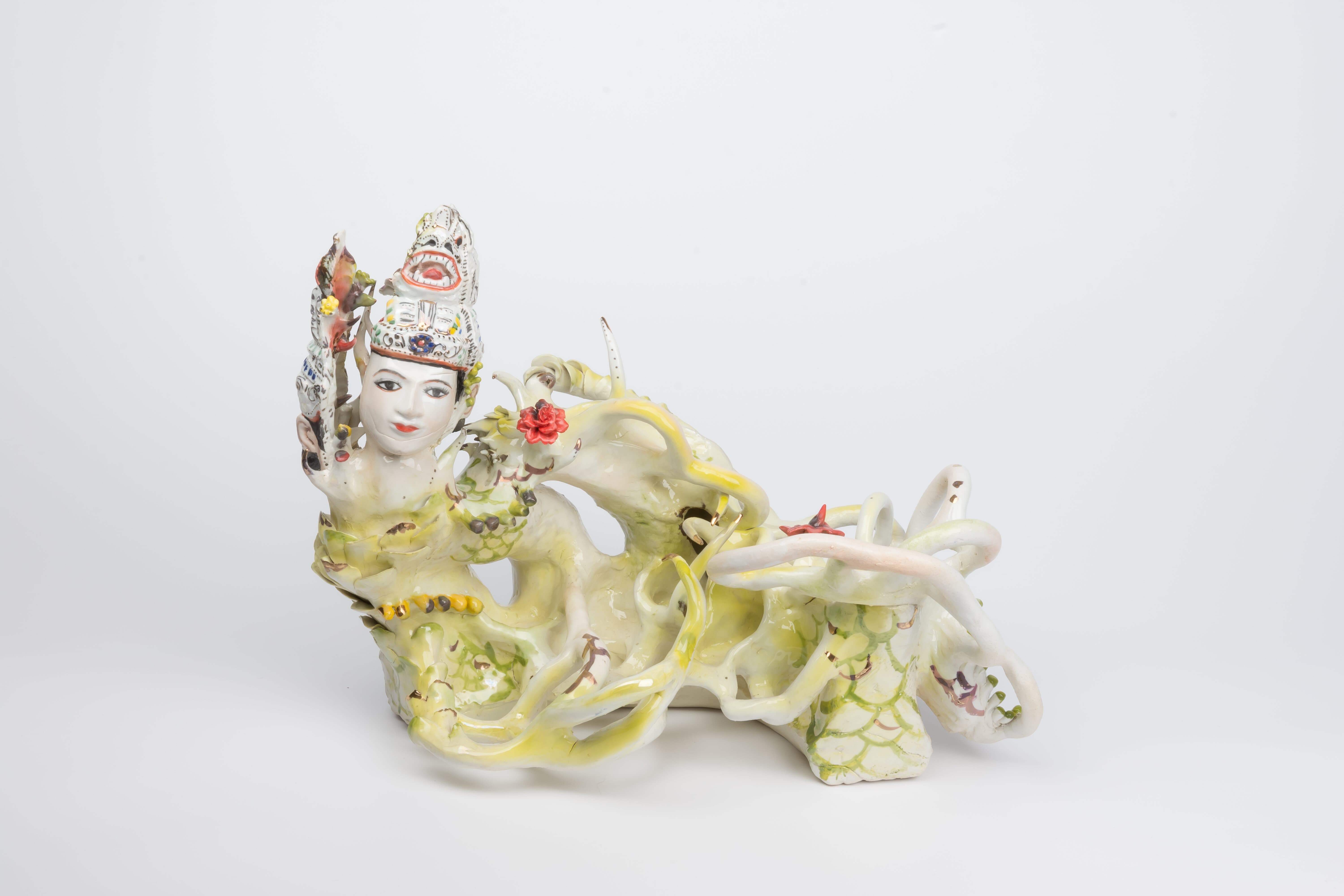 A sculpture by Soe Yu Nwe based on the Naga Mae Daw, the goddess of serpent dragons.