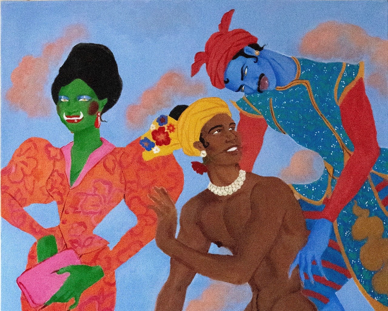 Check out art exhibition “A Chauk” in downtown Yangon to see the bottom half of this painting, titled "Flower Eating Demon," by Richie Htet, also known as Zwe Htet.