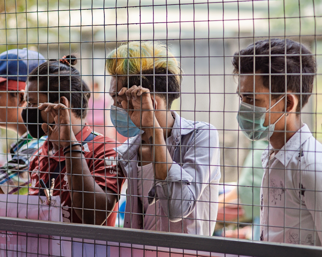 Factory workers in Yangon's Dagon Seikkan are protesting for paid leave amid the coronavirus pandemic. (Faeez Safedien)