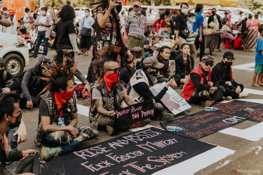 Myanmar punks protest against the military coup. (Supplied)