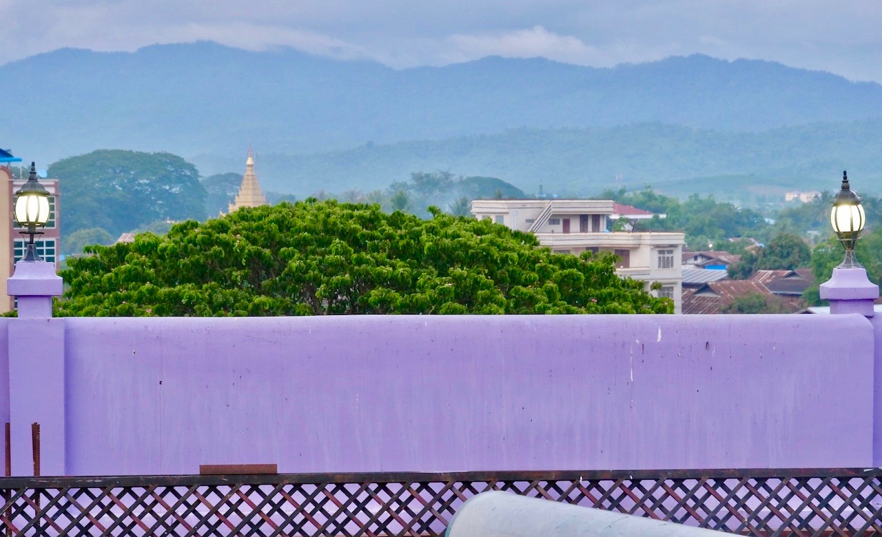  A view from A Shay Chan Hotel, a purple structure that is among the highest in Mohnyin. (Patrick Compton)