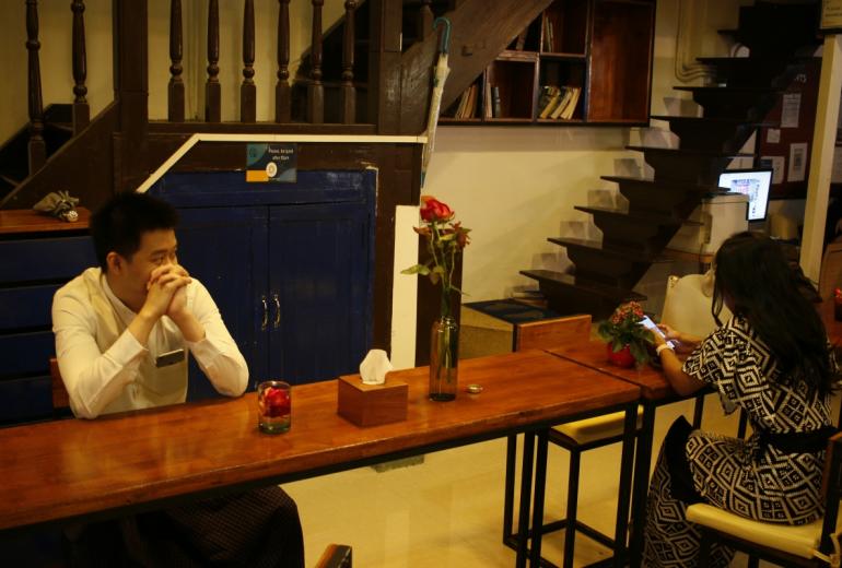 Singles attend a speed dating event in Yangon. (Andrew King)