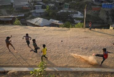Young Rohingya refugees play at Balukhali refugee camp in Ukhia on February 4, 2019.  (Munir Uz Zaman / AFP)