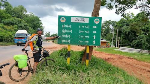 Jochen Meissner poses for a photo on a bike trip through Myanmar.